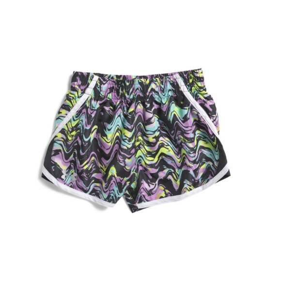 UNDER ARMOUR Black Little Girls Printed Fly By Shorts - Picture 1 of 2